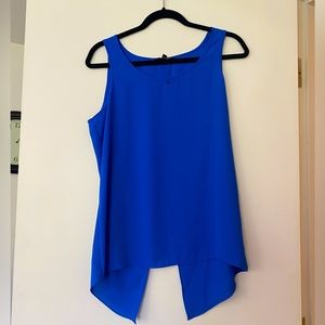 Express blue dressy sleeveless top w split back. M. Can be dressed up or down.